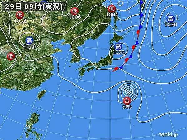 2022年台風11号（ヒンナムノー）の気象庁天気図