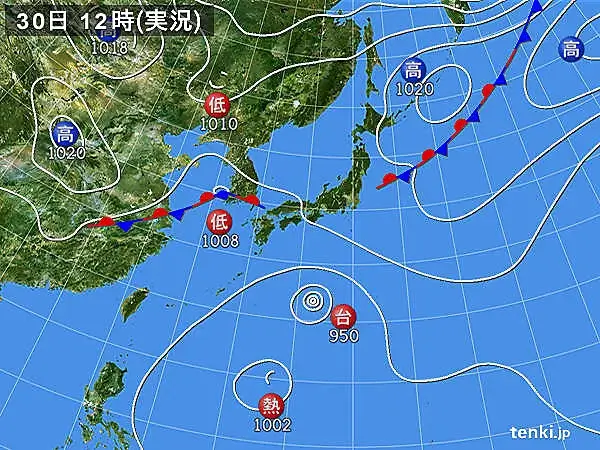 2022年8月30日時点の台風11号（ヒンナムノー）の気象庁天気図