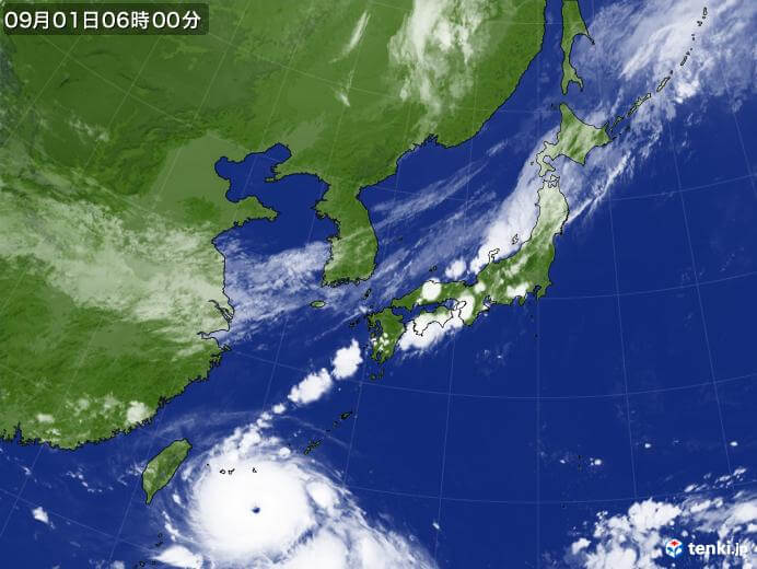 2022年9月1日時点の台風11号（ヒンナムノー）の気象庁衛星画像