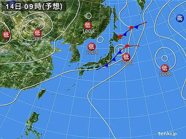 2022年台風8号14日の気象庁予報図