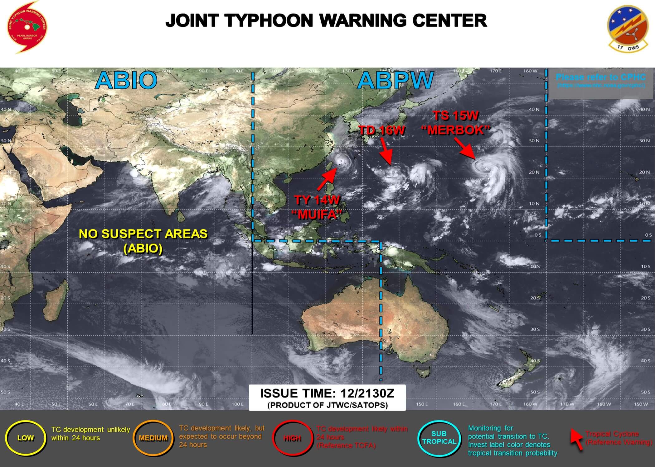 2022年9月13日台風13号のJTWCの画像