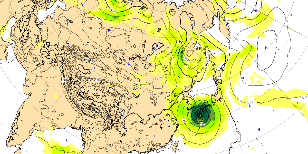 2022年9月19日台風14号のECMWFの画像