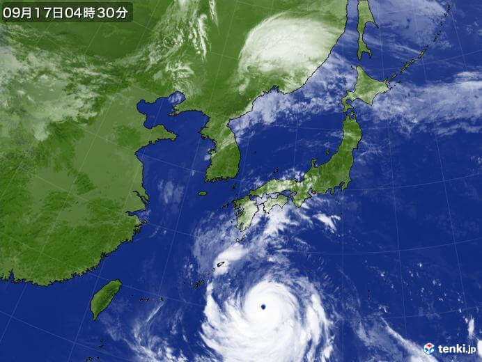 2022年9月17日台風14号の気象衛星画像