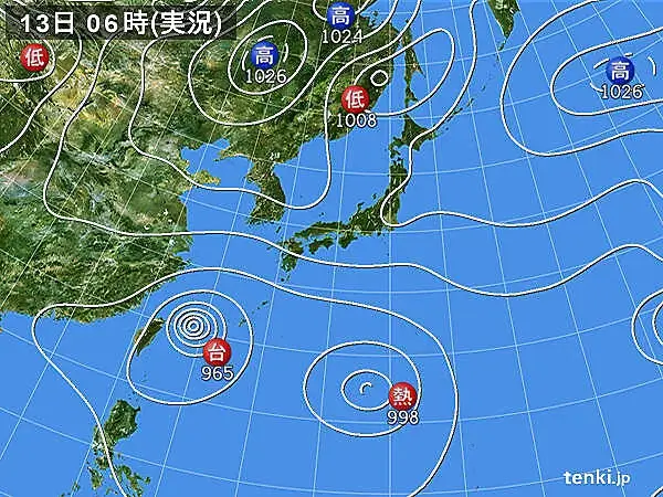 2022年9月13日台風12号の気象庁天気図