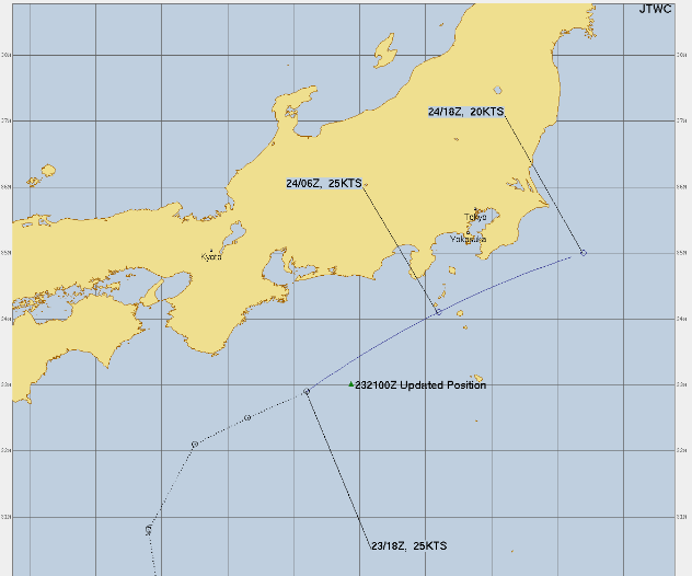 2022年9月24日台風15号のJTWCの進路予想図