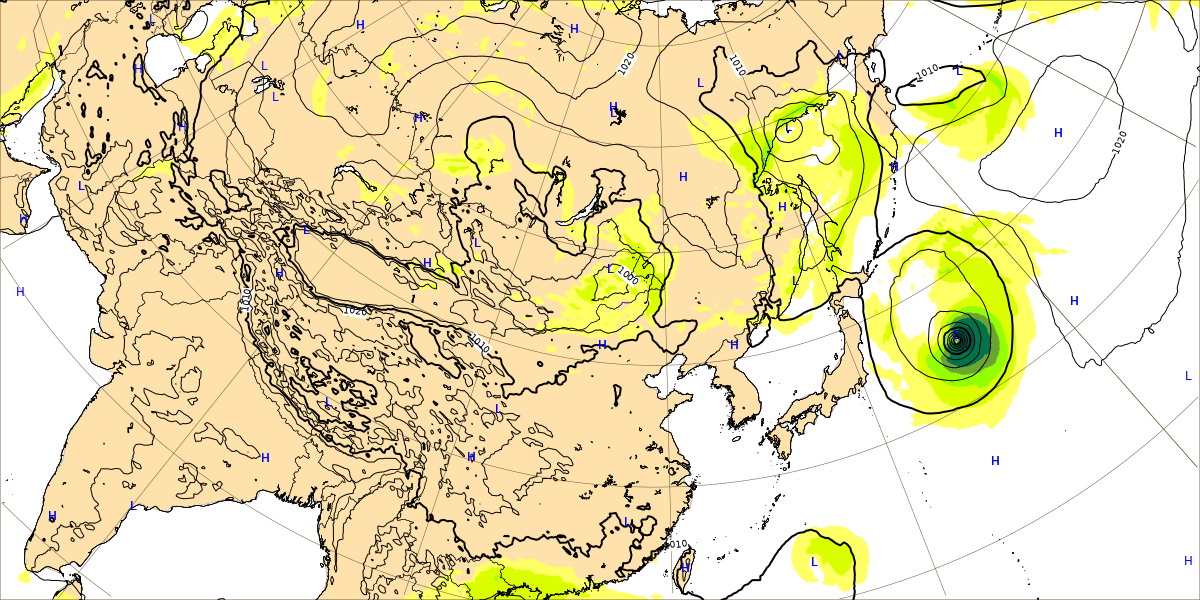 2022年9月29日台風18号のECMWFの画像